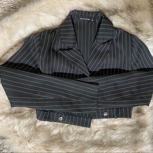 Pinstripe cropped blazer